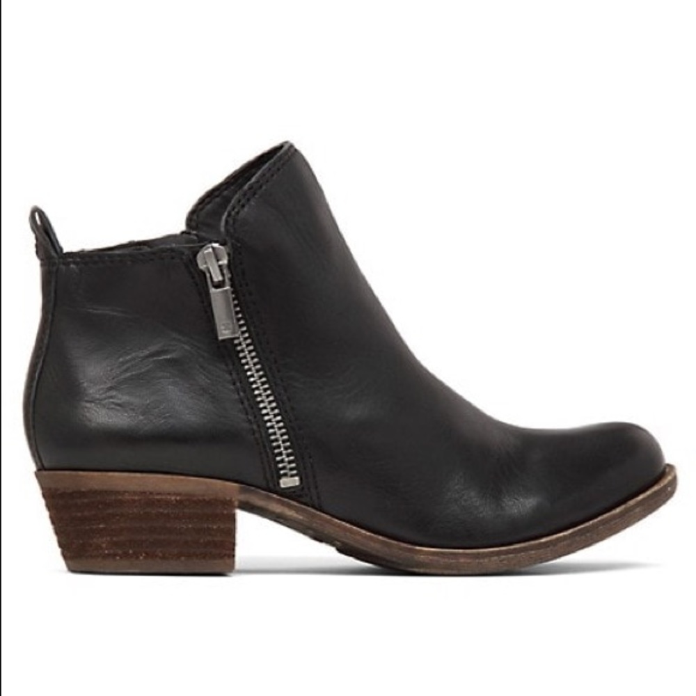 Lucky Brand leather ankle boots with side zips on both sides